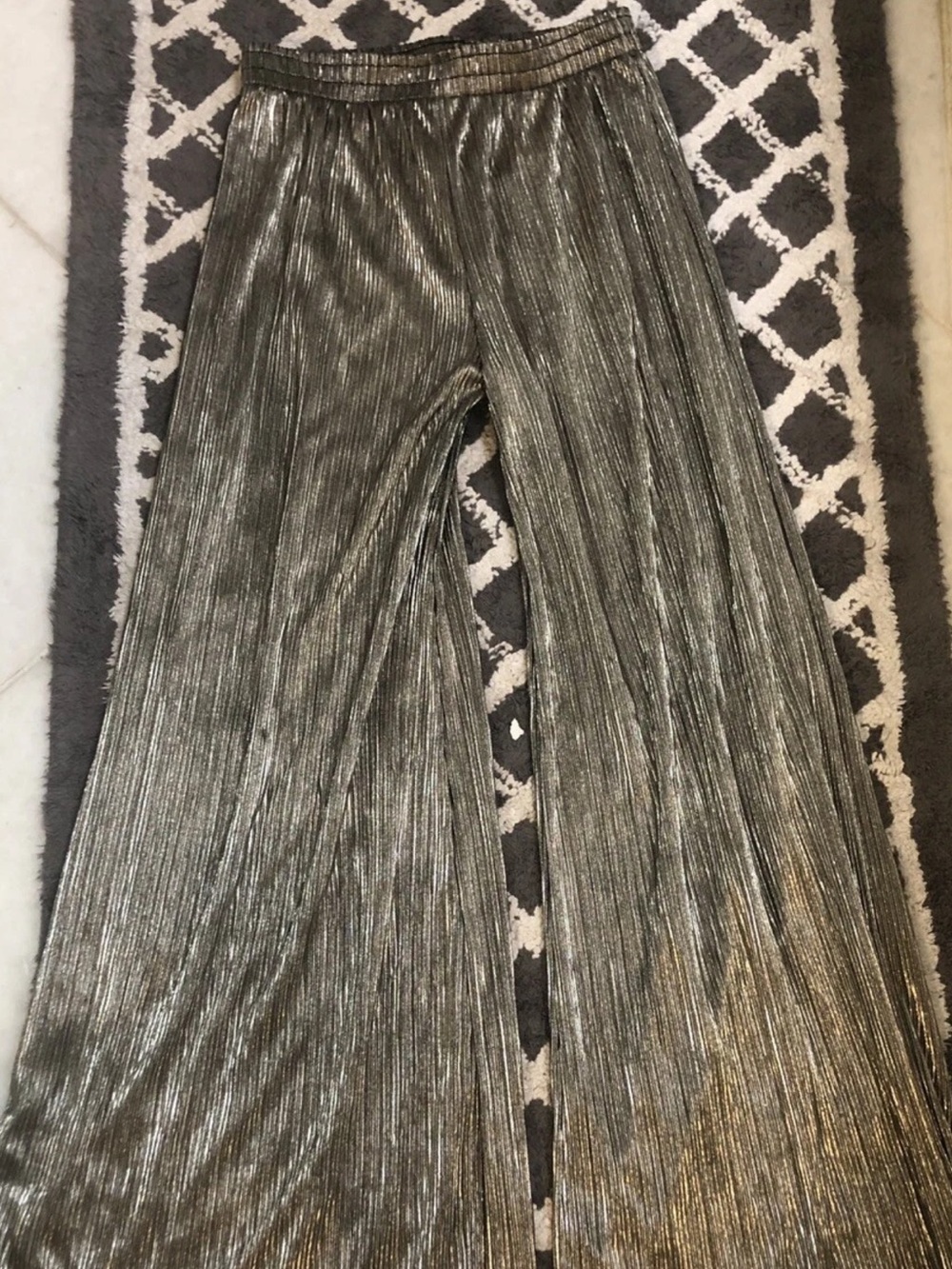 Torn by Ronny Kobo Metallic Ribbed Skirt - Silver